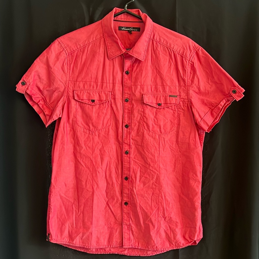 Bright coral Kenneth Cole short sleeve button-down